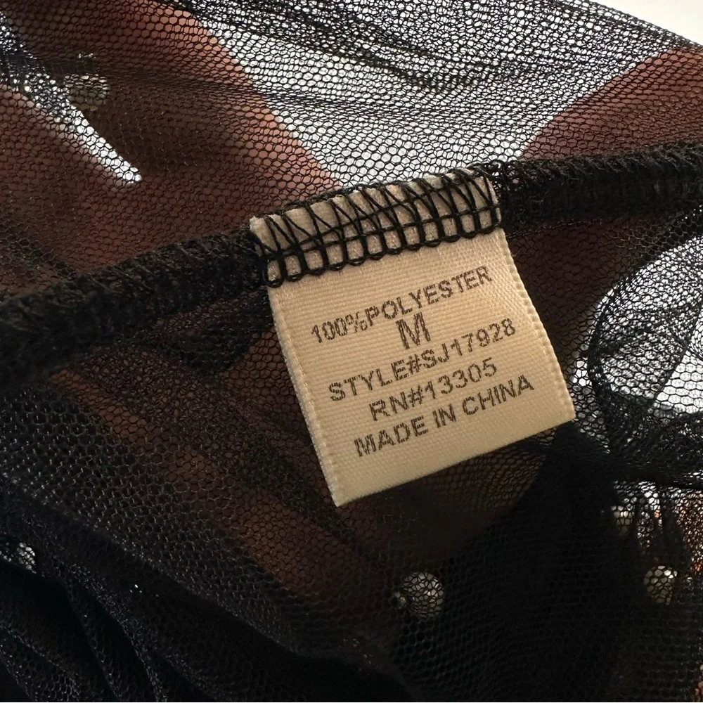 Black Tulle Mesh Maxi Skirt Pearl Detail Sz M